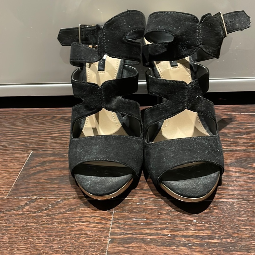 ZARA strappy heels with gold detail